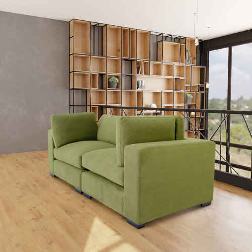 Hokku Designs Daziyah Broadway Modern Forest Green Loveseat Sofa with